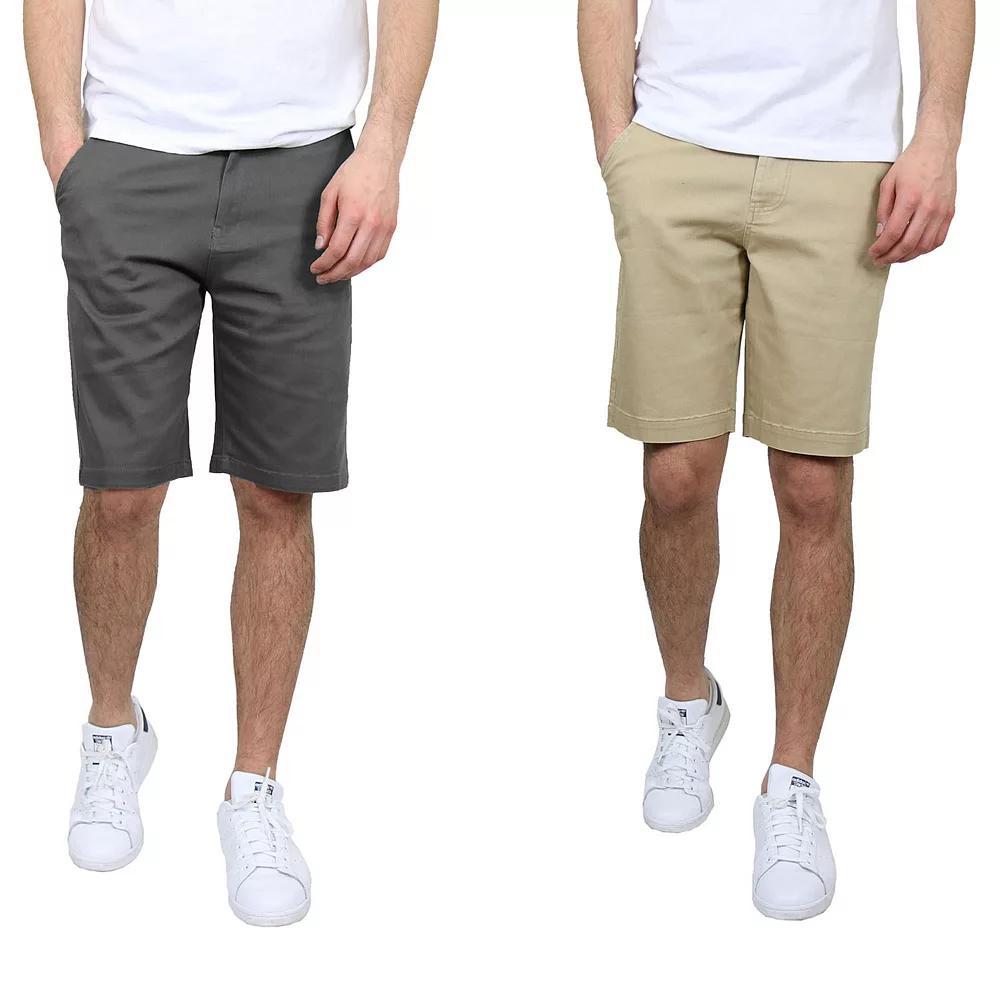 Men's Galaxy 10.5" 5-Pocket Flat-Front Slim-Fit Stretch Chino Shorts 2-Pack, Size: 42, Gray Green Product Image