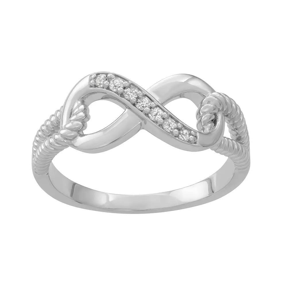 HDI Sterling Silver 1/10 Carat T.W. Diamond Infinity Promise Ring, Women's, Size: 8 Product Image