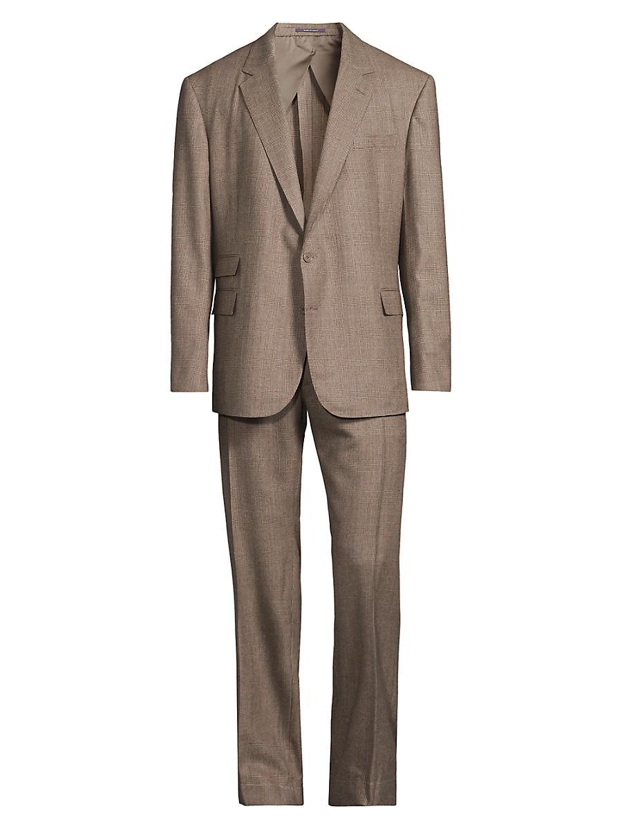 Mens Kent Hand-Tailored Plaid Wool and Cashmere Suit Product Image