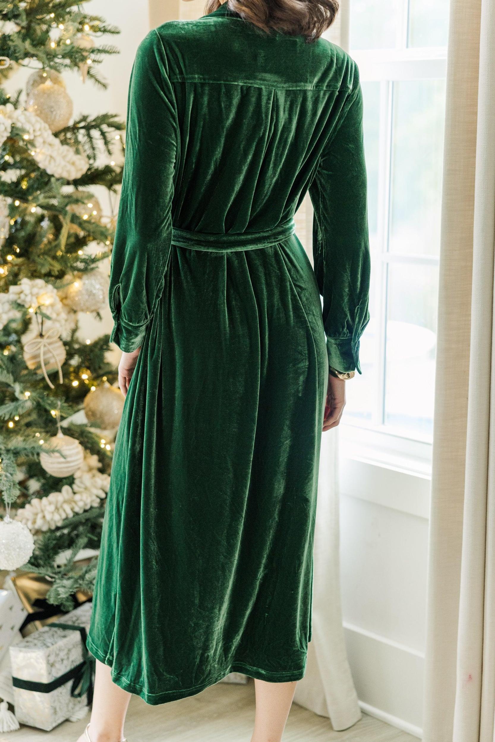 How To Love Emerald Green Velvet Midi Dress Female Product Image