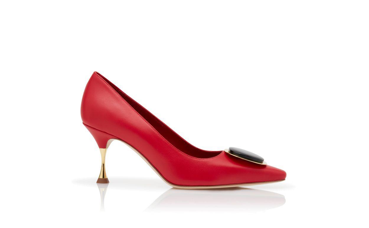 CHIARAN Red Nappa Leather Pointed Toe Pumps Product Image