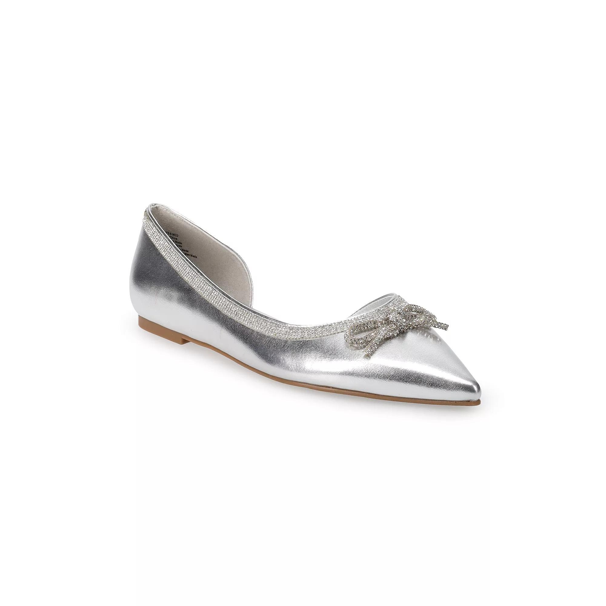 Apt. 9® Emmalyn Women's Pointed Toe Bow Flats, Size: 5, Silver Product Image