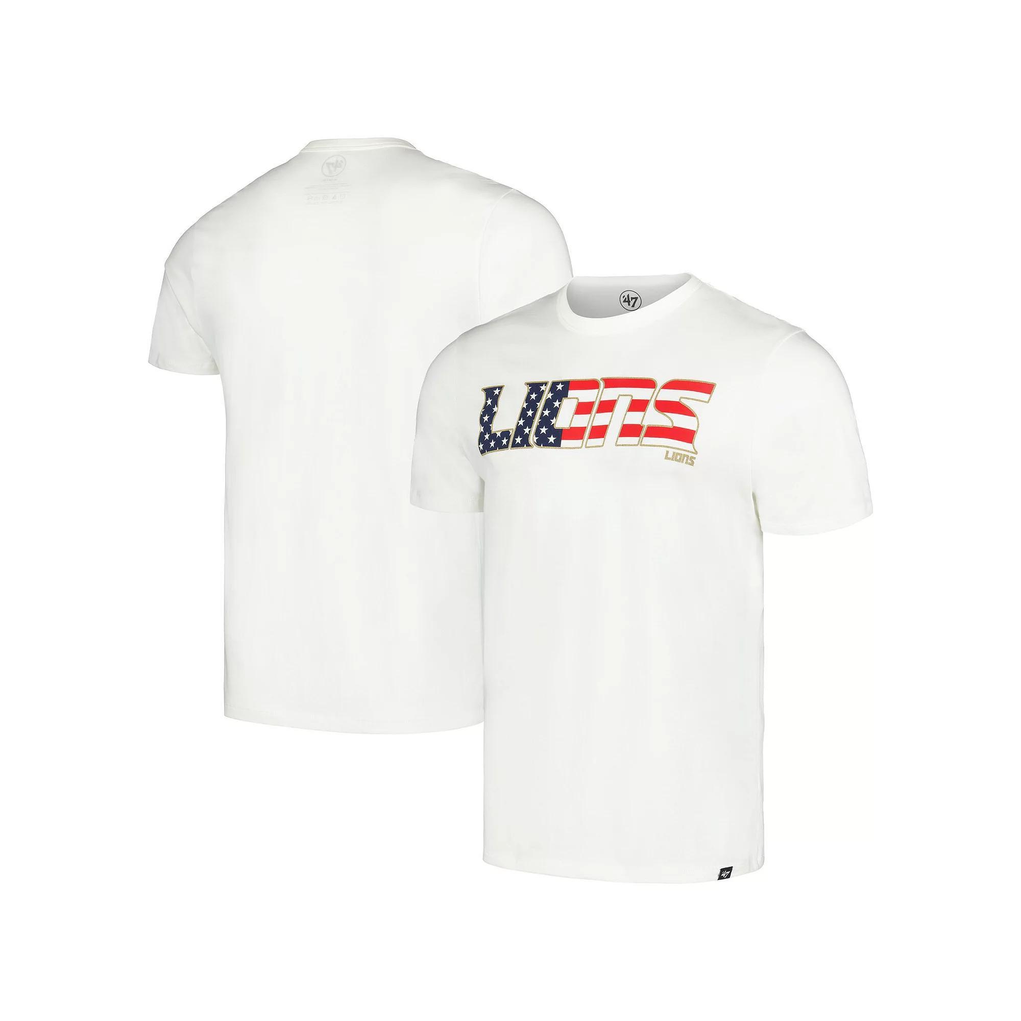 Men's '47 White Detroit Lions Flag Script Franklin T-Shirt, Size: XL Product Image