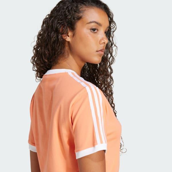 adidas 3-Stripes Tee Semi Coral XS Womens Product Image