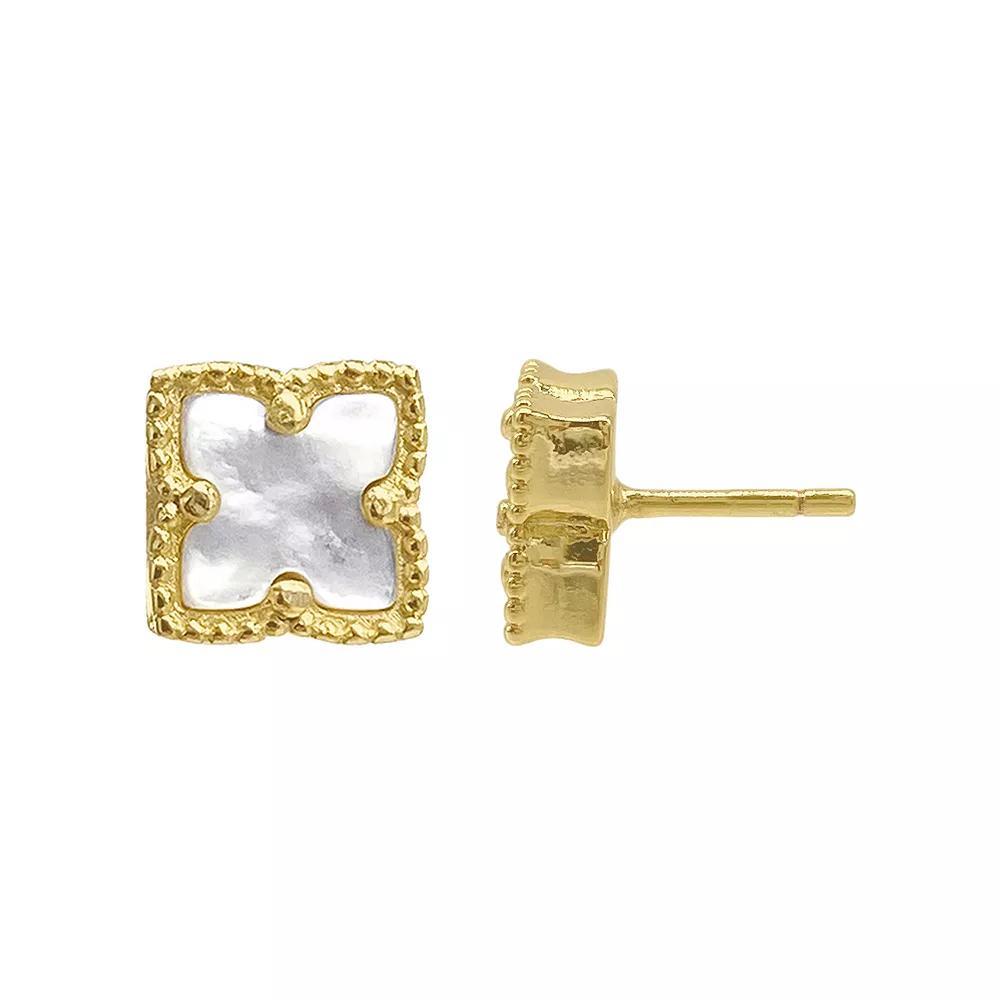 Adornia Brass Flower & Mother-of-Pearl Stud Earrings, Womens, Gold Tone Product Image