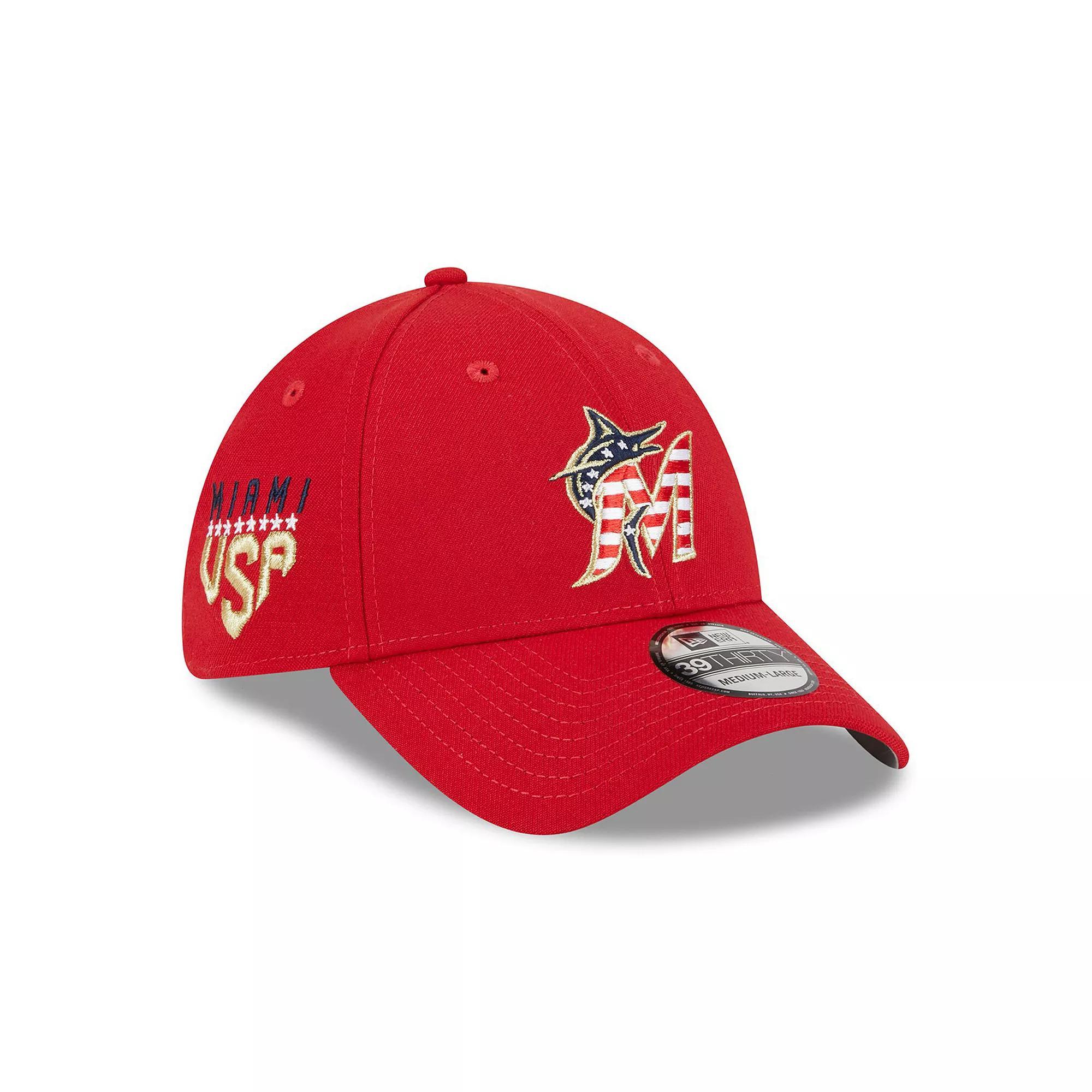 Mens New Era Miami Marlins 2023 Fourth of July 39THIRTY Flex Fit Hat Product Image