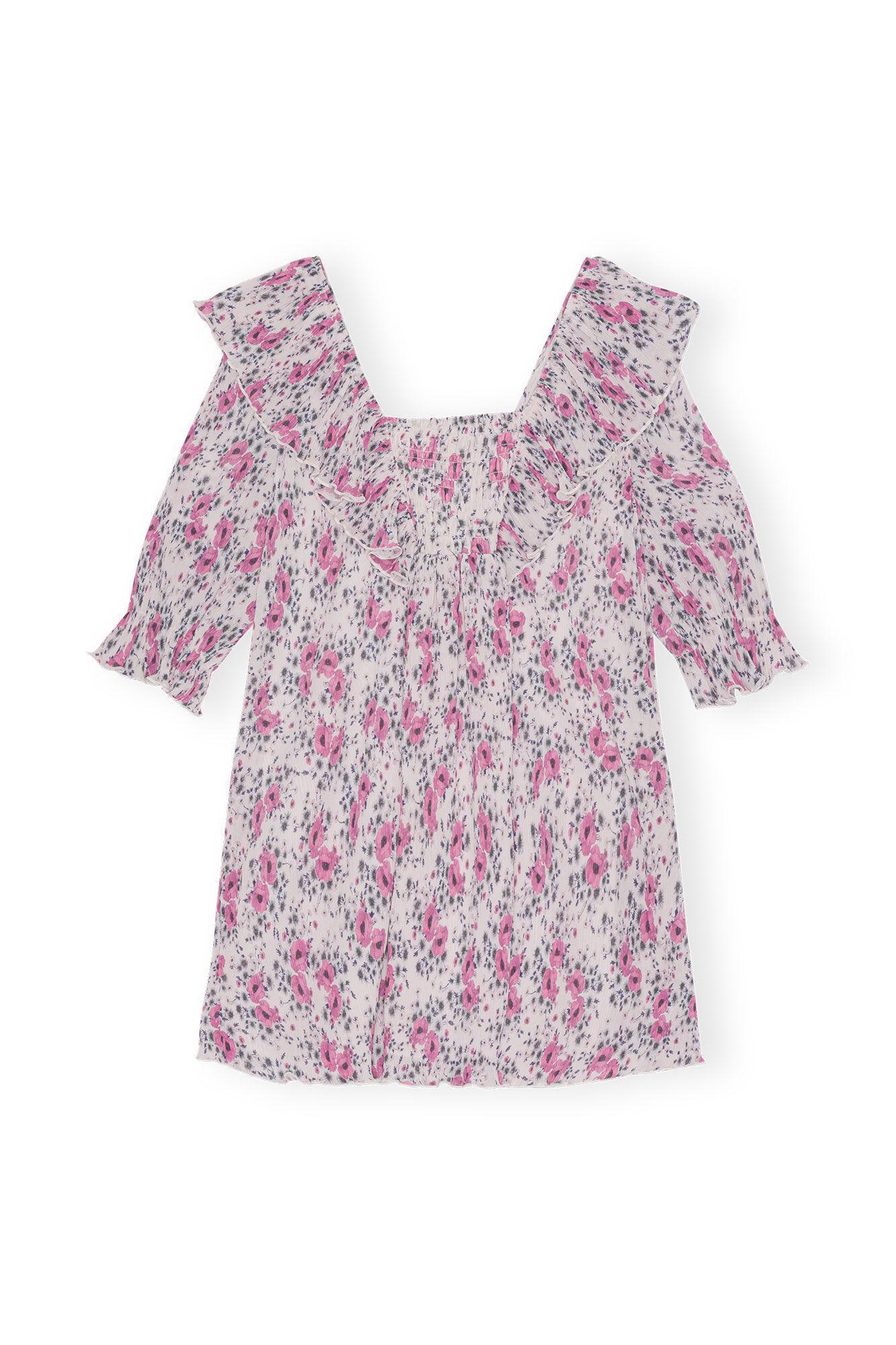 Pleated Georgette Ruffle Mini Dress Product Image