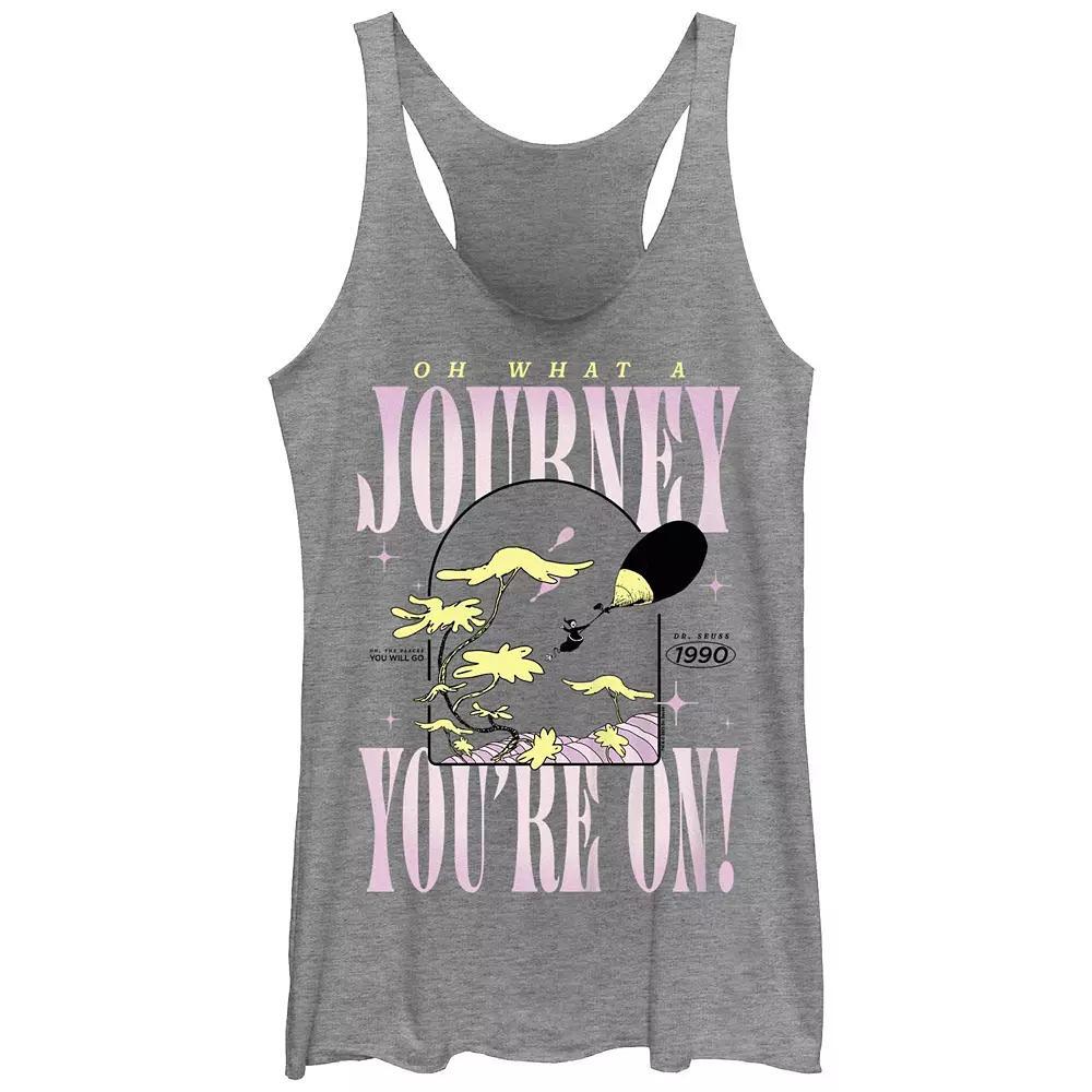 Juniors' Dr. Seuss Oh, The Places You'll Go! Oh What A Journey You're On Racerback Tank Top, Girl's, Size: XXL, Gray Grey Product Image