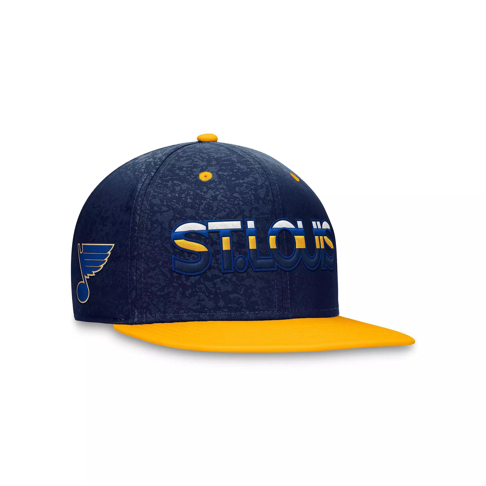 Men's Fanatics Branded  Navy/Gold St. Louis Blues Authentic Pro Rink Two-Tone Snapback Hat Product Image