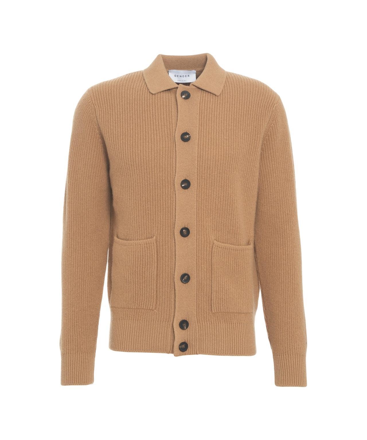Ribbed knit jacket with collar Product Image