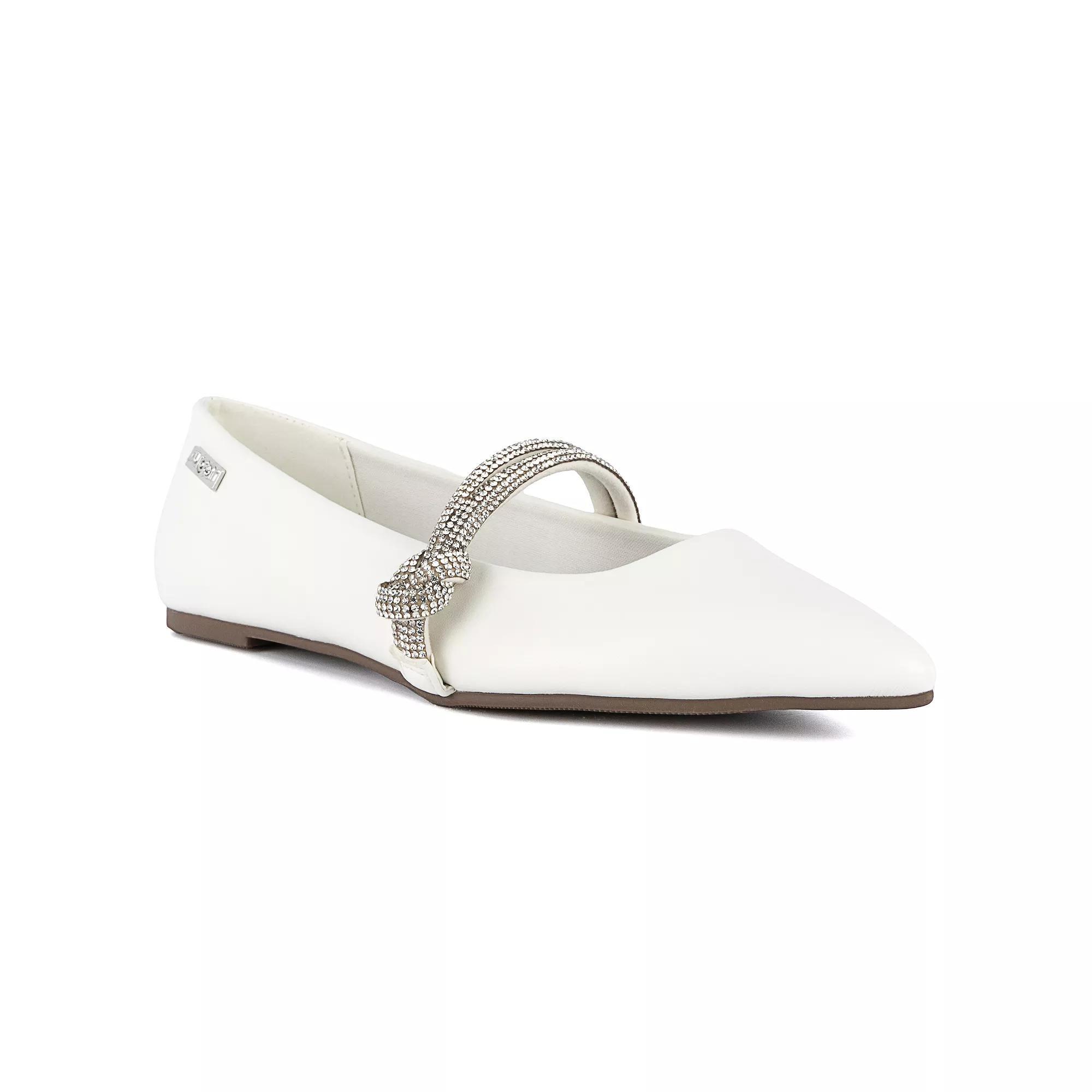 sugar Lingo Women's Rhinestone Flats, Size: 8.5, White Product Image