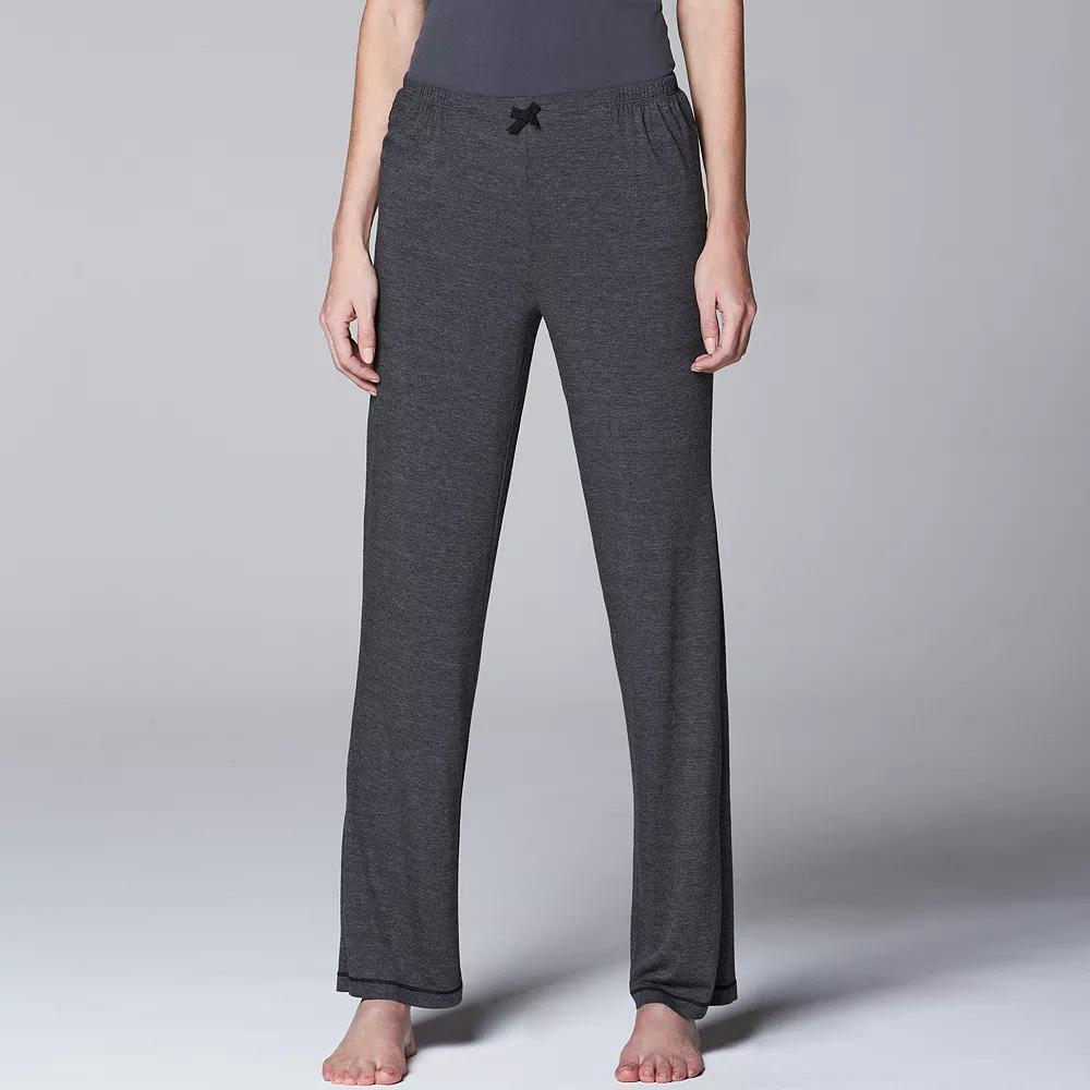 Women's Simply Vera Vera Wang Basic Solid Luxury Pajama Pants, Size: XL, Grey Coal Product Image
