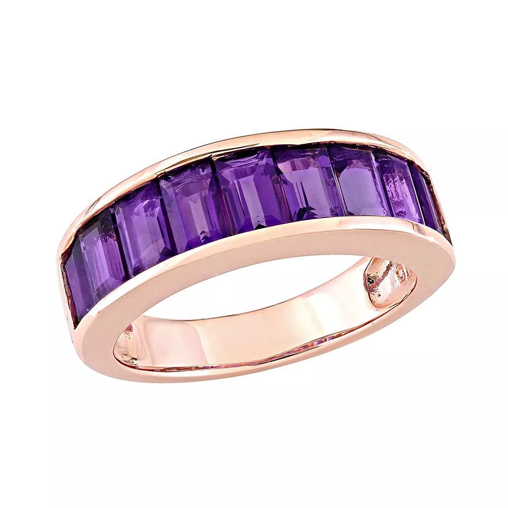 Stella Grace 18k Rose Gold Over Silver Amethyst Anniversary Band, Women's, Size: 5.50, Sterling Product Image