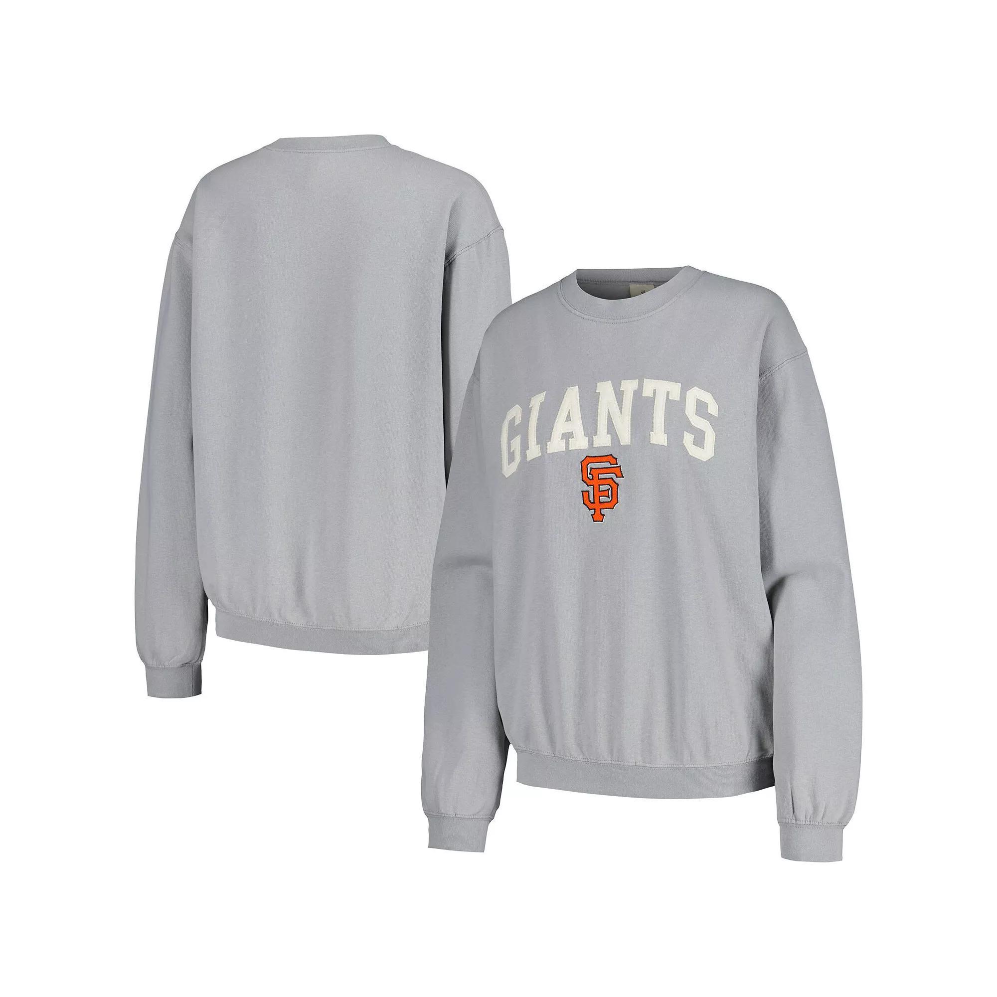 Womens Soft as a Grape Gray San Francisco Giants Pigment Dye Pullover Sweatshirt Product Image