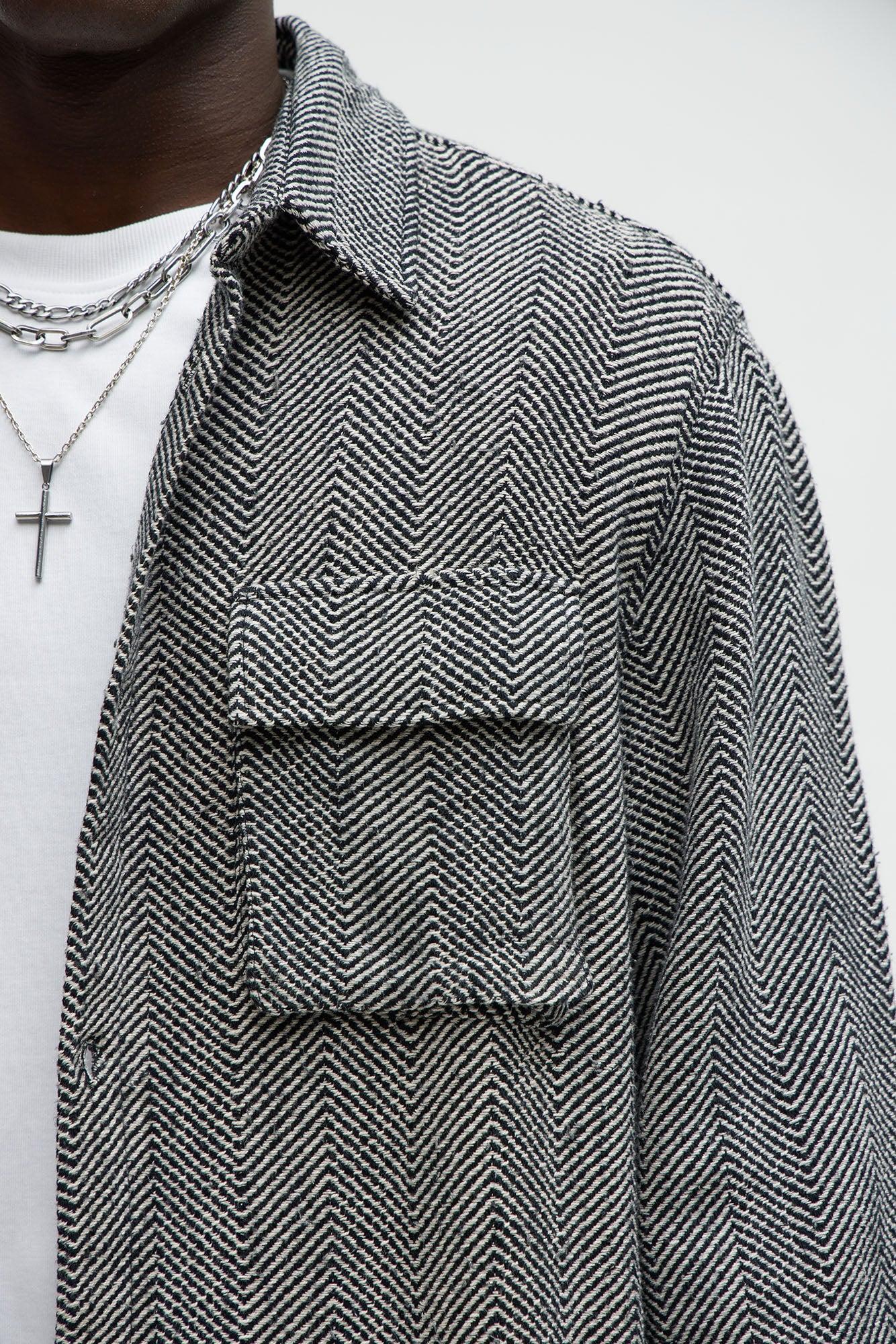 Keystone Herringbone Button Up Shirt - Black/combo Product Image
