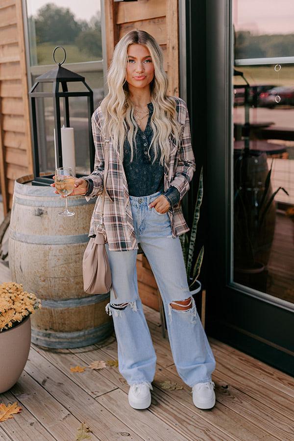 Hot Cider Sippin Vintage Wash Top in Navy Product Image