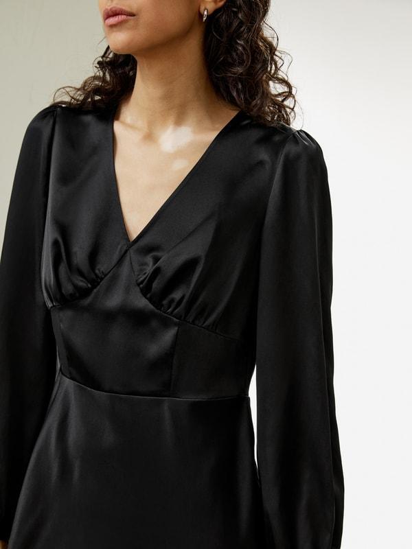 V-Neck Silk Waisted Dress Product Image