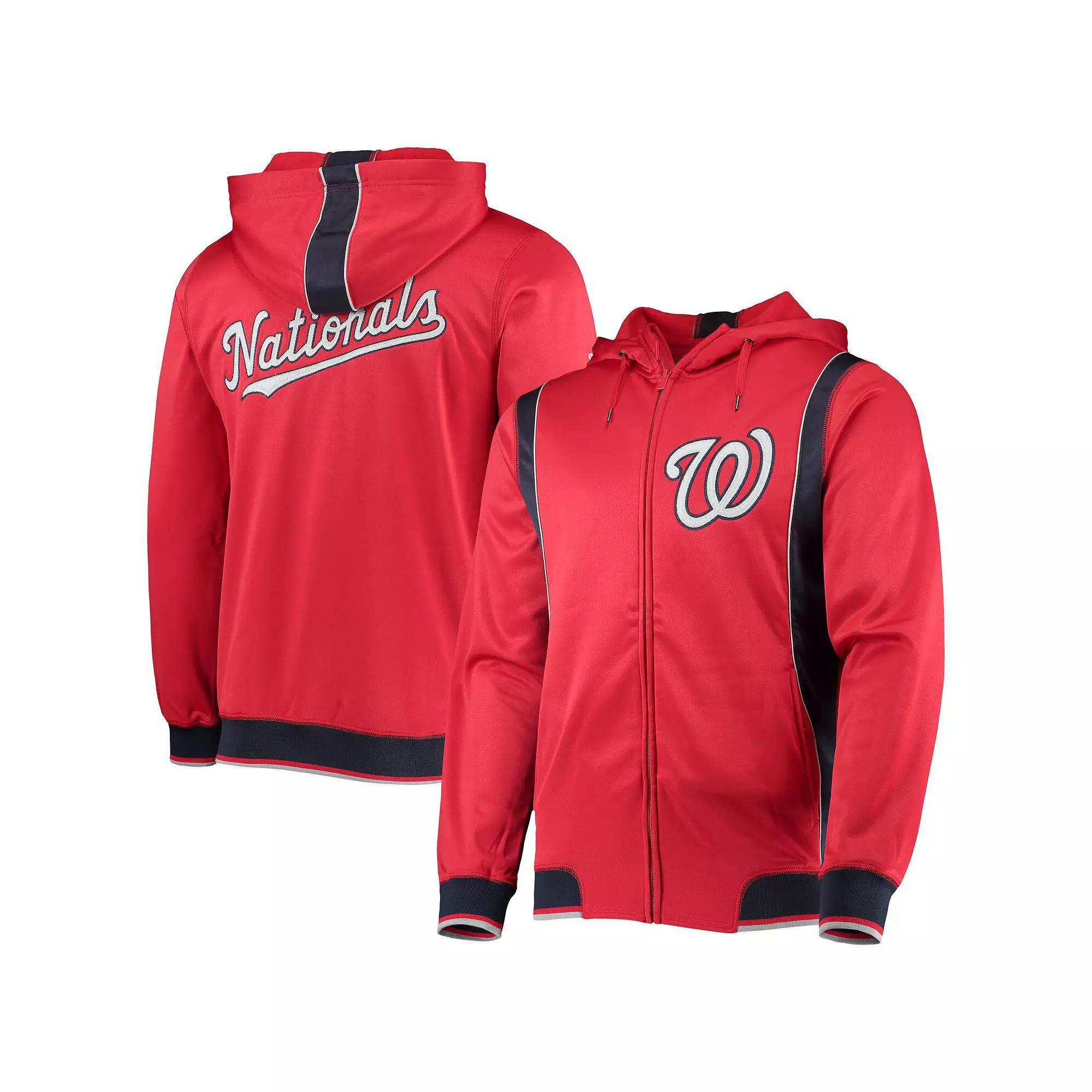 Men's Stitches Red/Navy Washington Nationals Team Full-Zip Hoodie, Size: Large Product Image