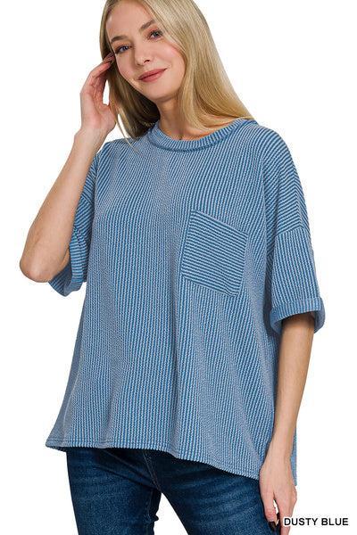 Corded Spring Pocket Tee- Kelly Green Product Image