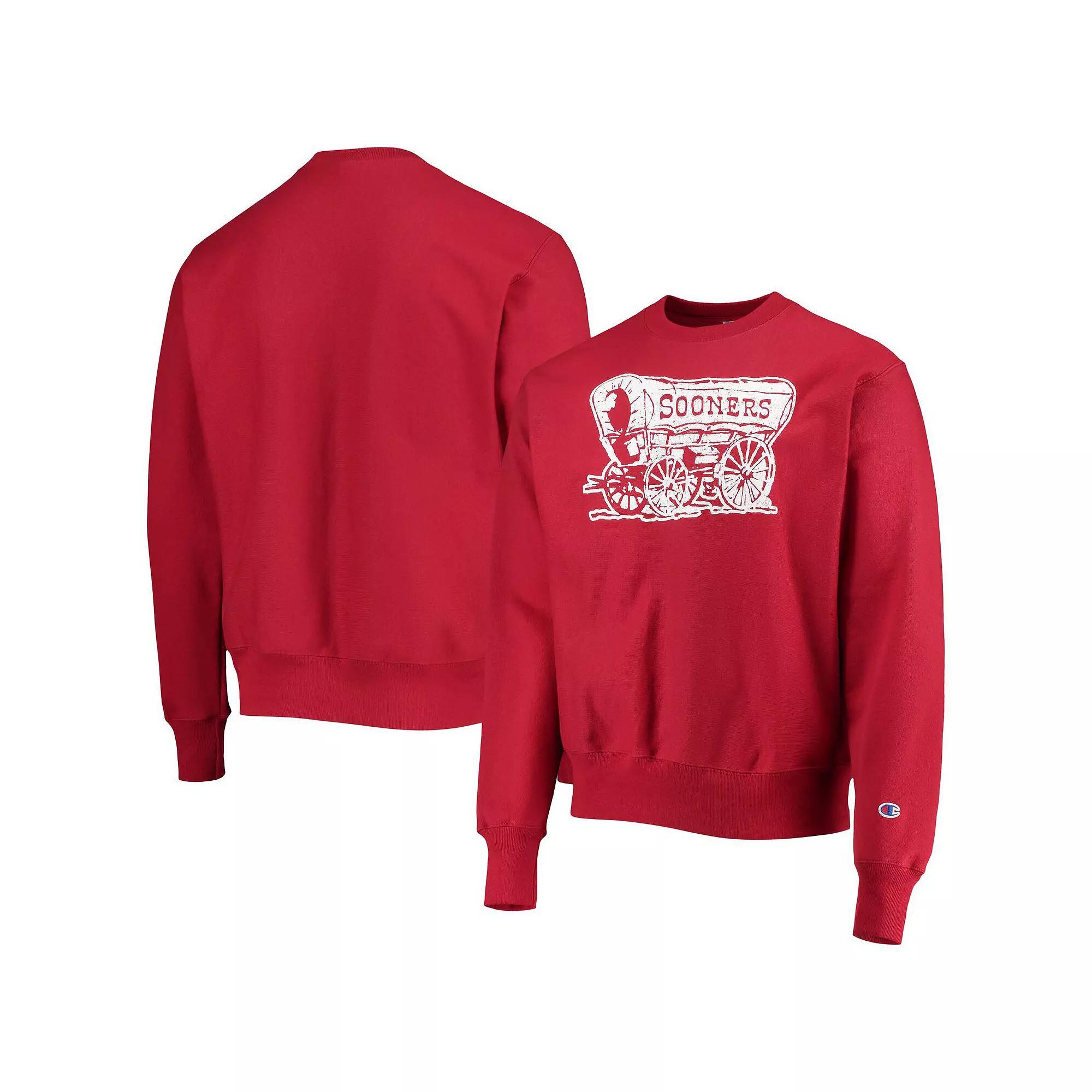 Mens Champion Crimson Oklahoma Sooners Vault Logo Reverse Weave Pullover Sweatshirt Product Image