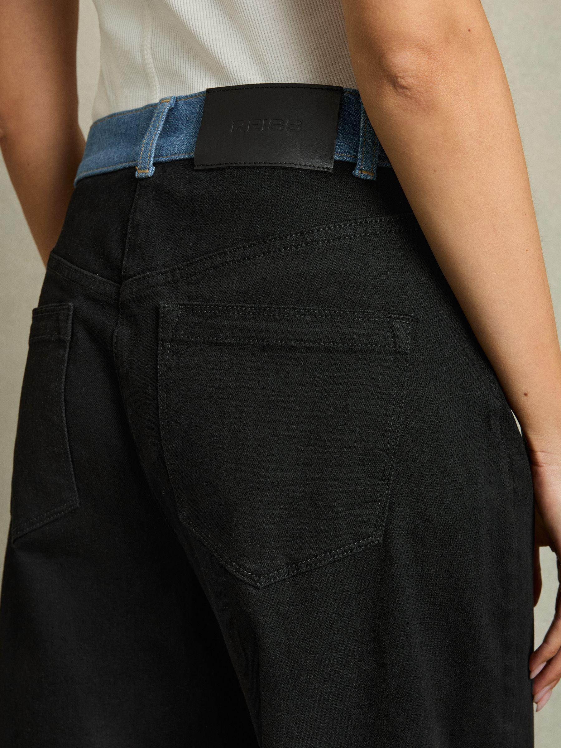 Petite Colour-Block Straight-Leg Jeans in Black Product Image