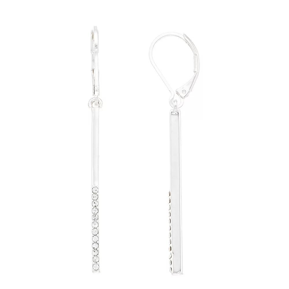 Nine West Pave Stick Linear Drop Earrings, Women's, Clear Product Image