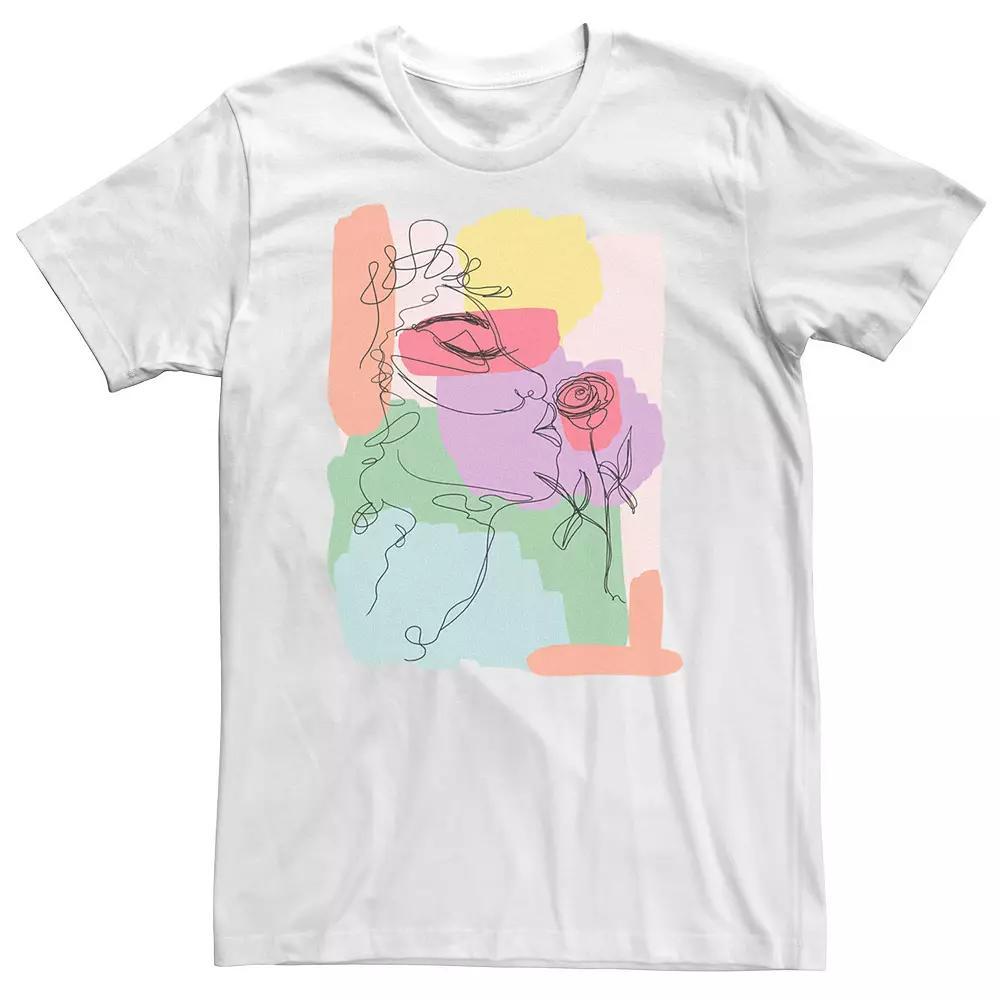 Big & Tall Trendy Smelling The Roses Sketch Tee, Men's, Size: 3XL Tall, White Product Image