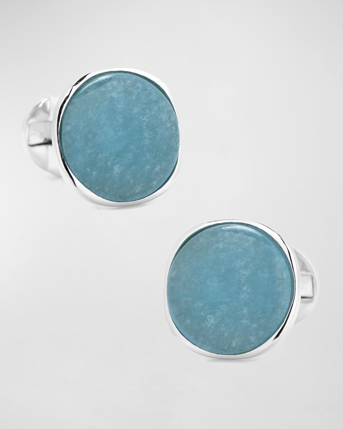 Aquamarine Jade & Sterling Silver Cufflinks Product Image