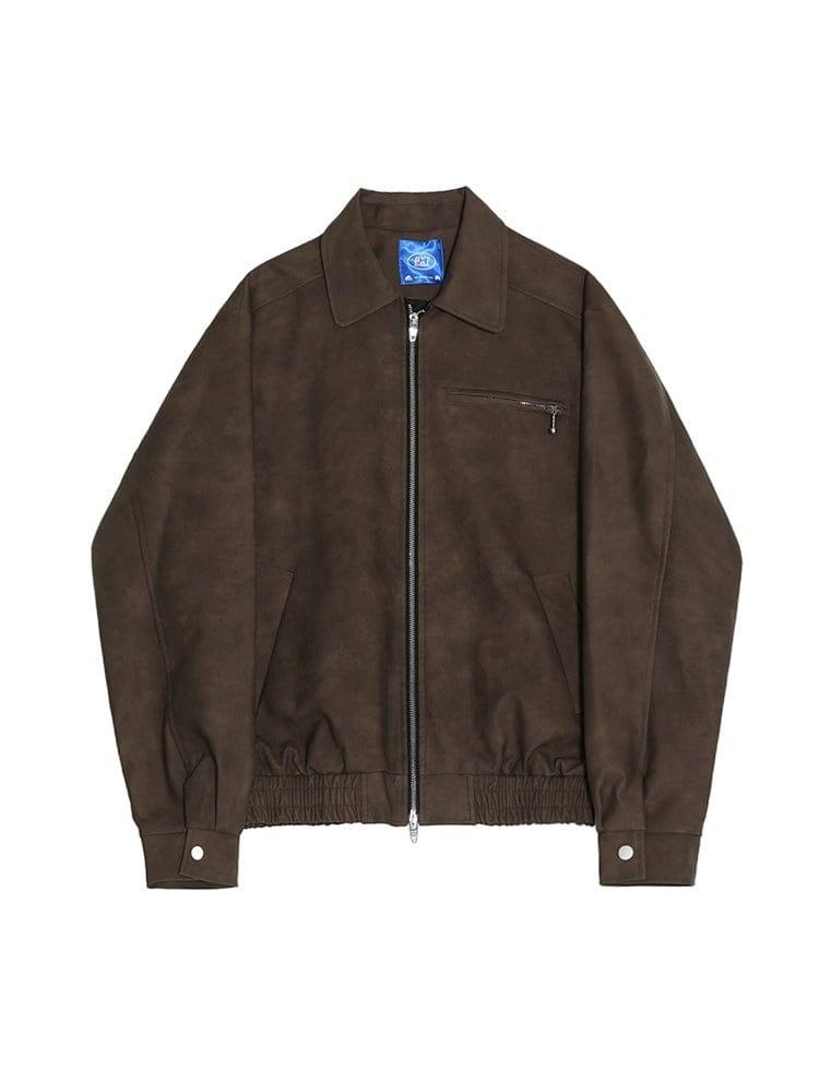 RT No. 11364 BROWN ZIP-UP LEATHER JK Product Image