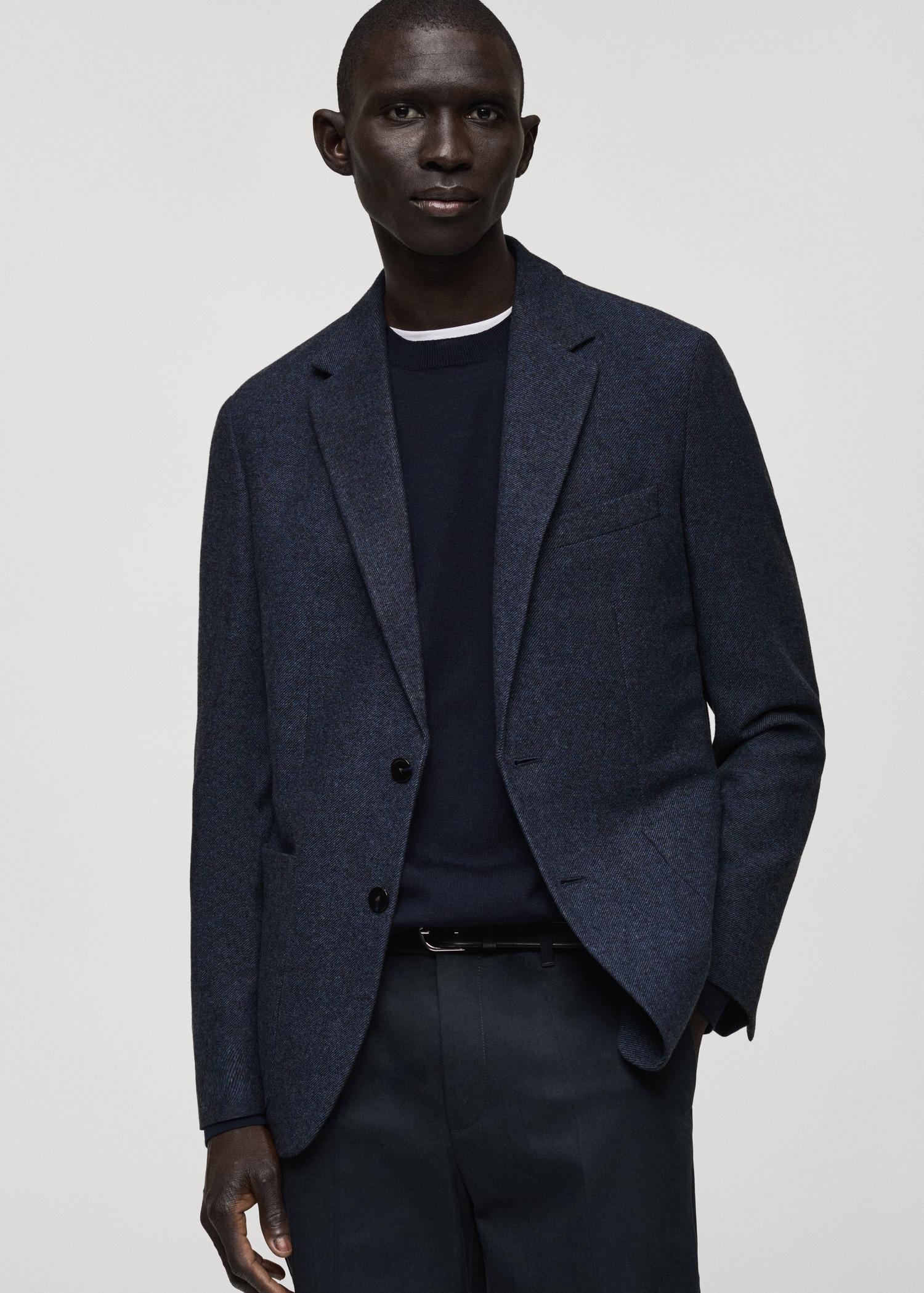 Slim fit wool blend blazer - Men | MANGO USA Product Image