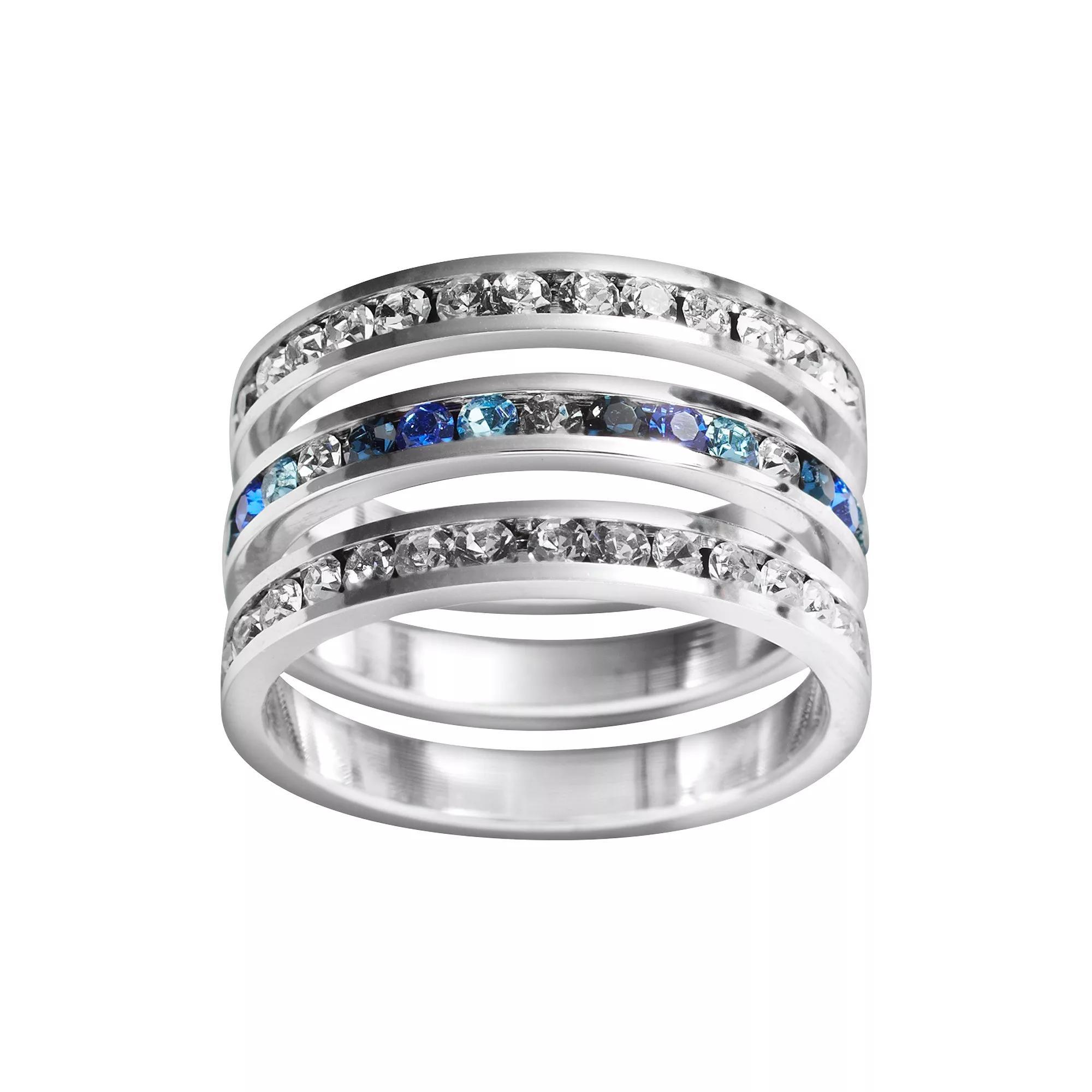 Traditions Jewelry Company Sterling Silver Crystal Eternity Ring Set, Womens White Team Blues Product Image