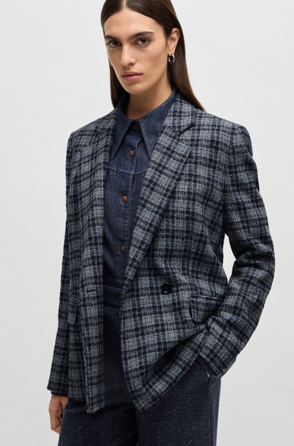 Relaxed-fit double-breasted jacket in checked tweed Product Image
