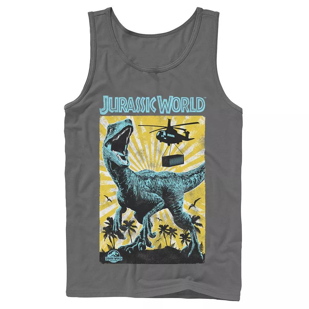 Men's Jurassic World T-Rex Color Pop Retro Poster Tank Top, Size: XL, Grey Product Image