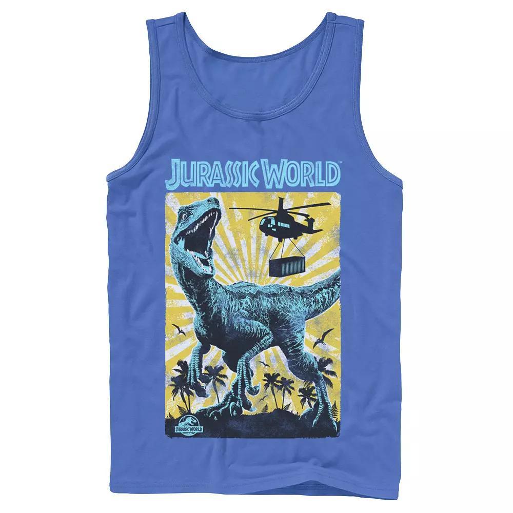 Men's Jurassic World T-Rex Color Pop Retro Poster Tank Top, Size: XL, Grey Product Image