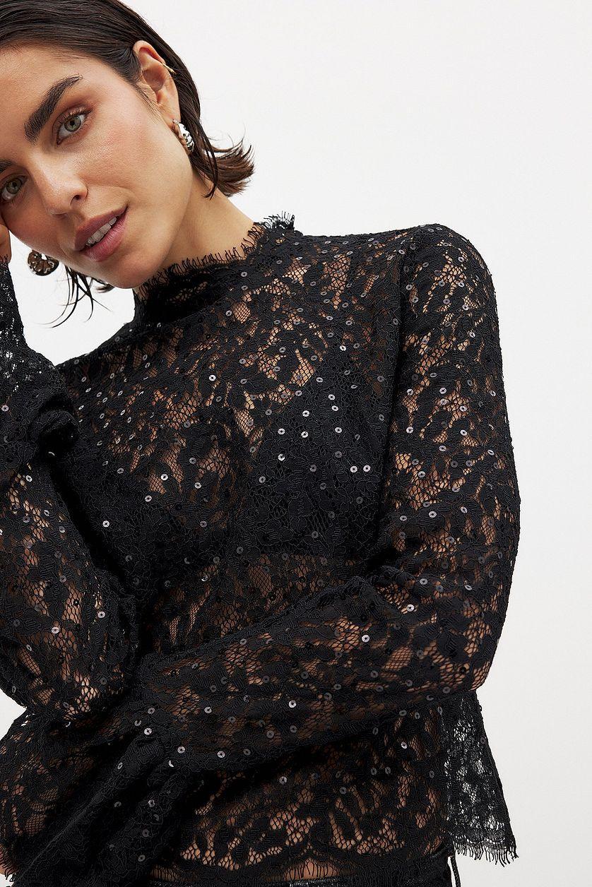 Lace Sequin Blouse Product Image