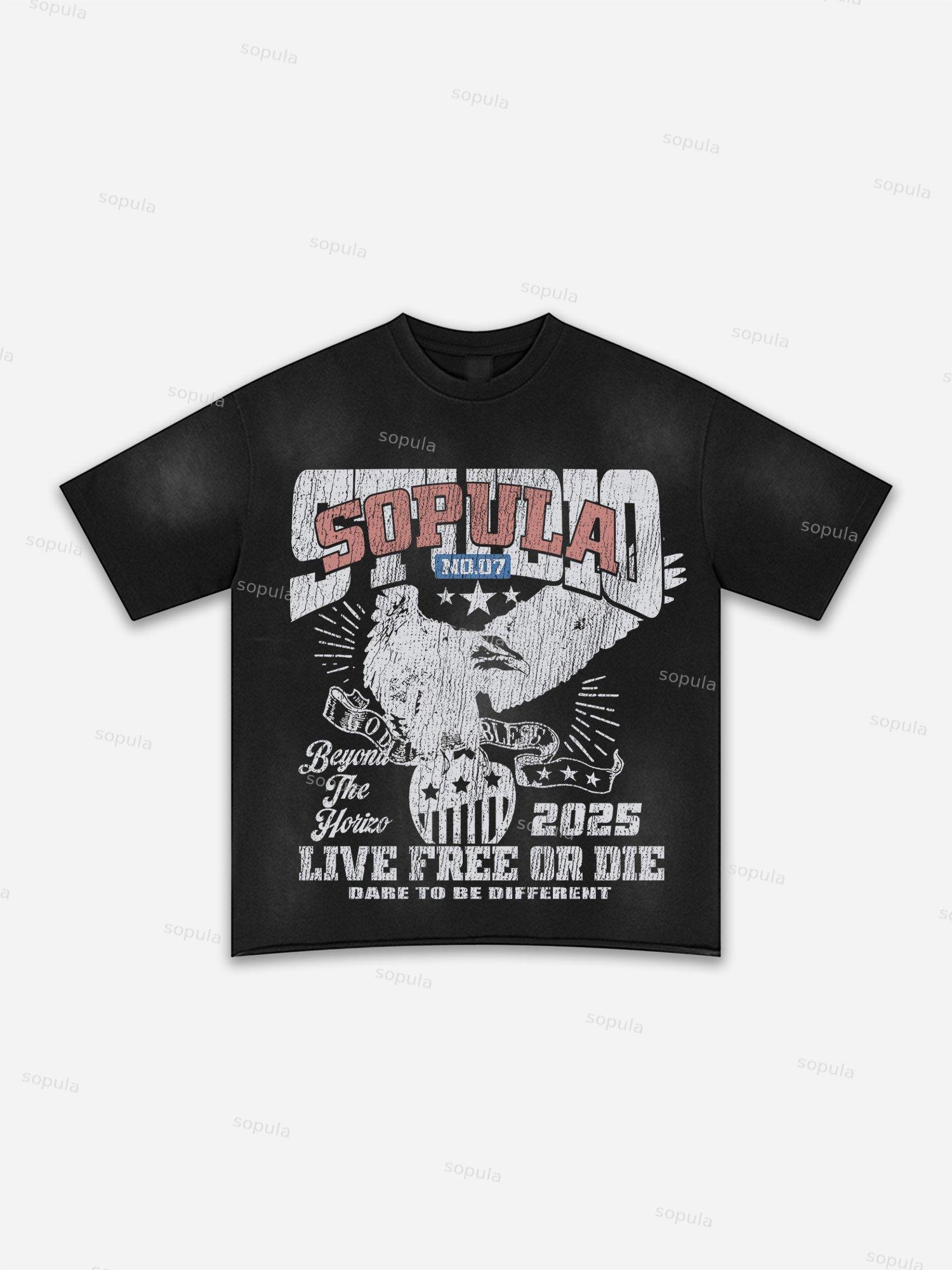 Lips Graphic Print Washed T-shirt Product Image