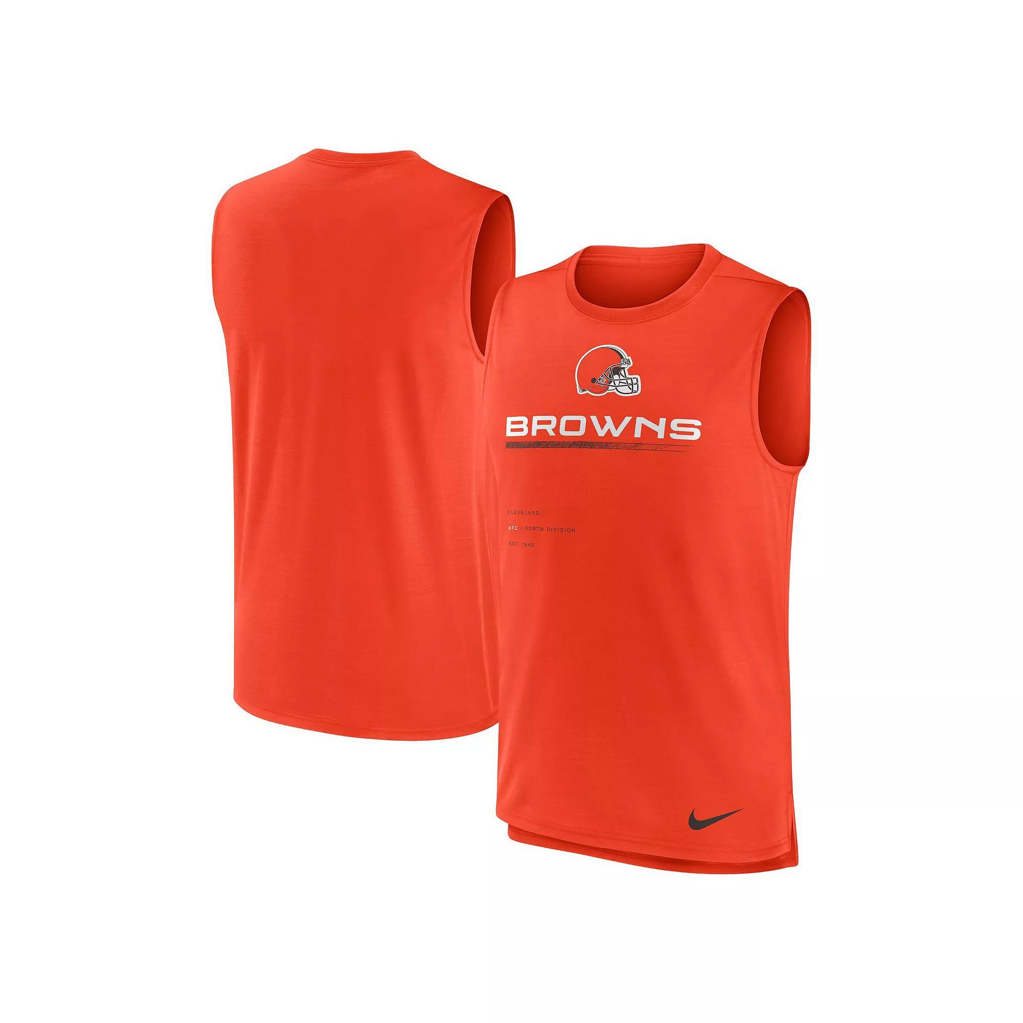 Men's Nike Orange Cleveland Browns Muscle Trainer Tank Top, Size: Small Product Image