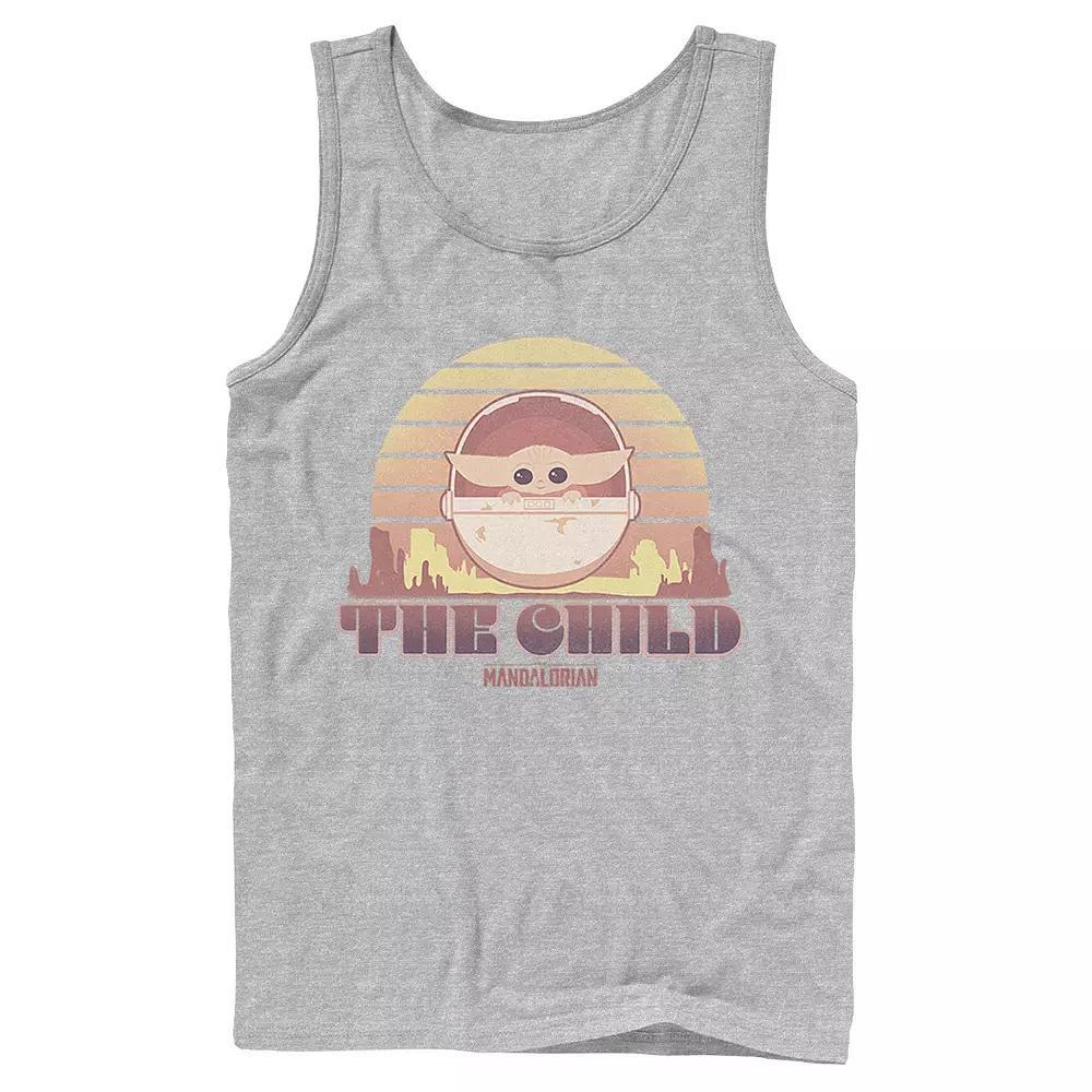 Men's Star Wars The Mandalorian The Child Retro Line Portrait Tank Top, Size: Large, White Product Image