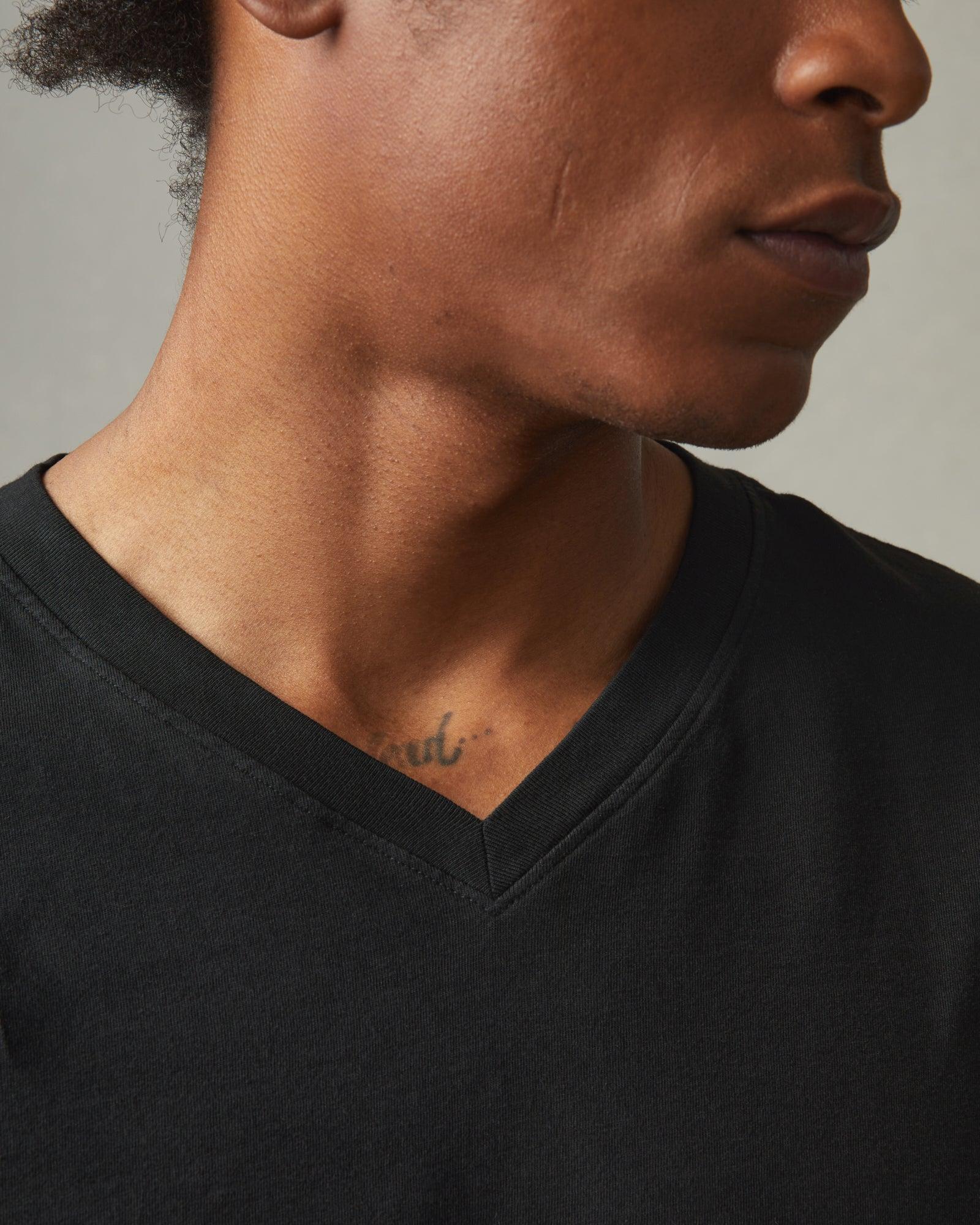 Men's Classic Cotton V-Neck Tee - Black Male Product Image