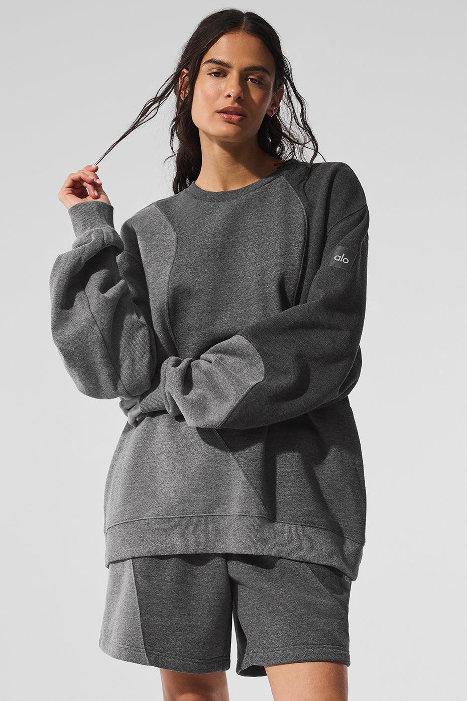 Make Waves Crew Neck Pullover - Dark Heather Grey Tonal Product Image