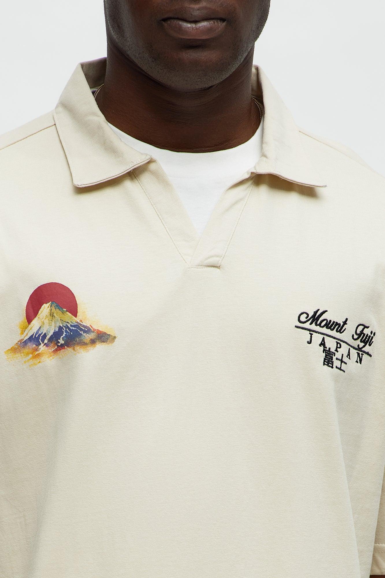 Mount Fuji Johnny Collar Polo Shirt - Off White/combo Product Image