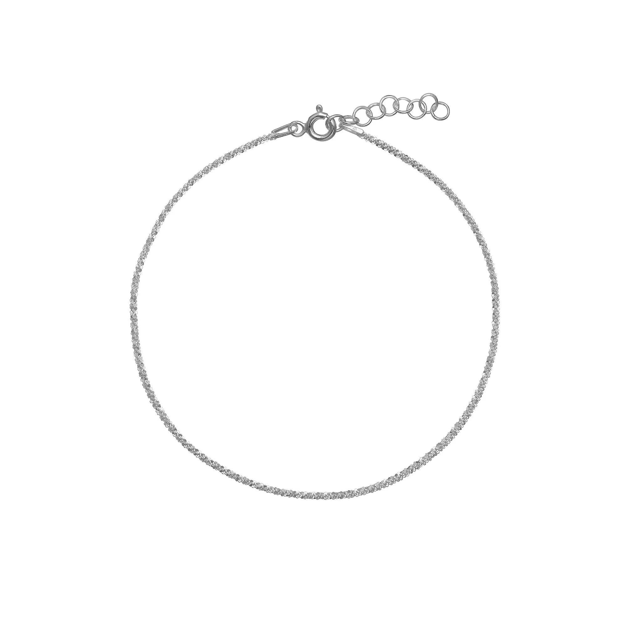 PRIMROSE Sterling Silver Sparkle Chain Anklet, Women's, Size: 9", Silver Tone Product Image