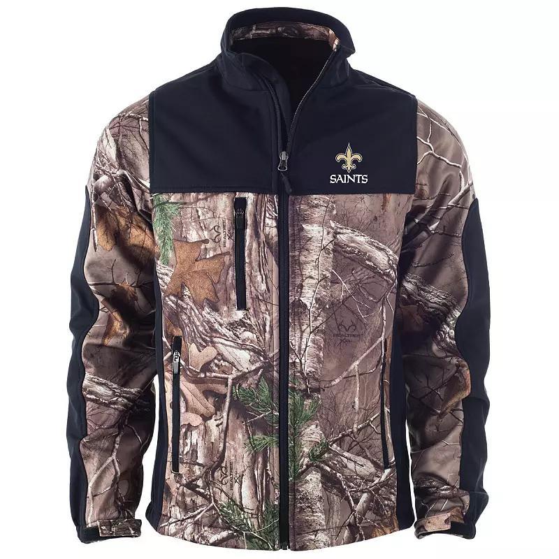 Men's Dunbrooke Realtree Camo/Black New England Patriots Circle Hunter Softshell Full-Zip Jacket, Size: Medium, Green Product Image