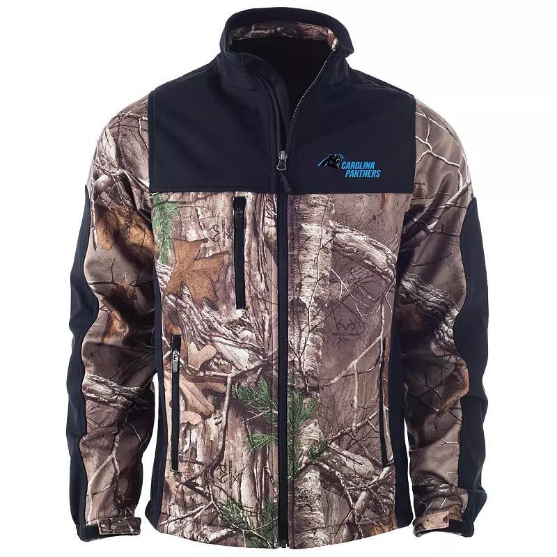 Men's Dunbrooke Realtree Camo/Black New England Patriots Circle Hunter Softshell Full-Zip Jacket, Size: Medium, Green Product Image