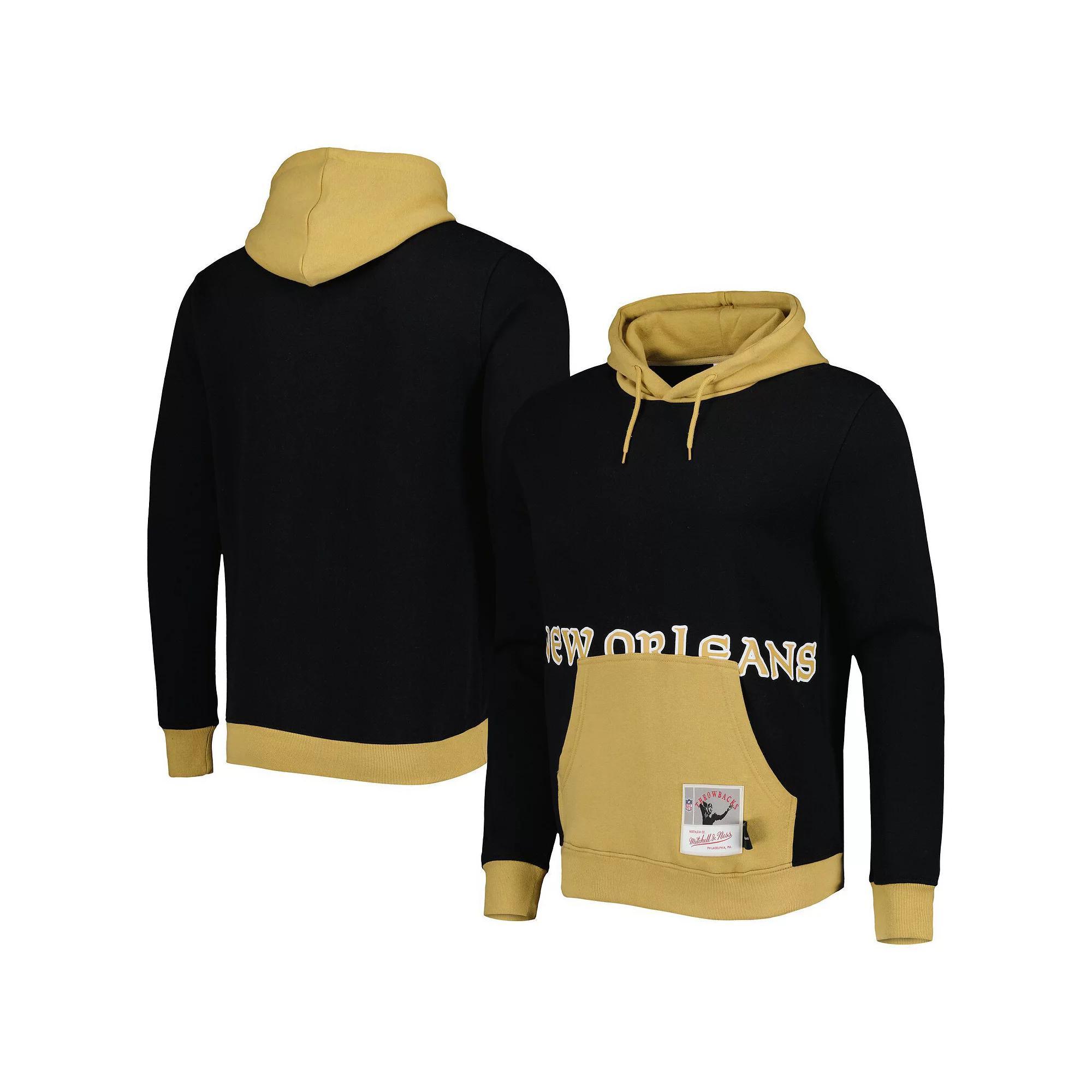 Men's Mitchell & Ness Black New Orleans Saints Big Face 5.0 Pullover Hoodie, Size: Small Product Image