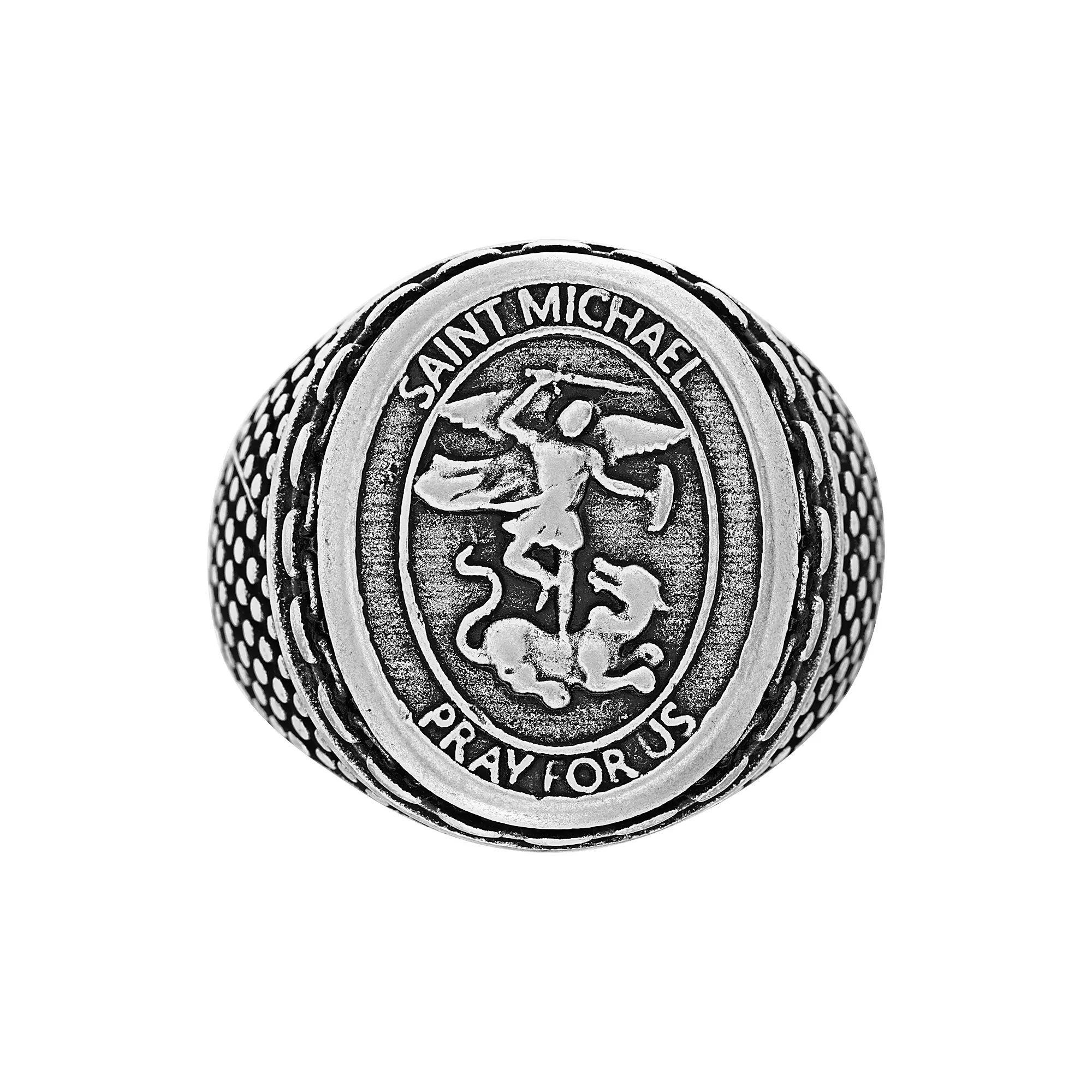 1913 Mens Stainless Steel St. Michael Medallion Ring Product Image