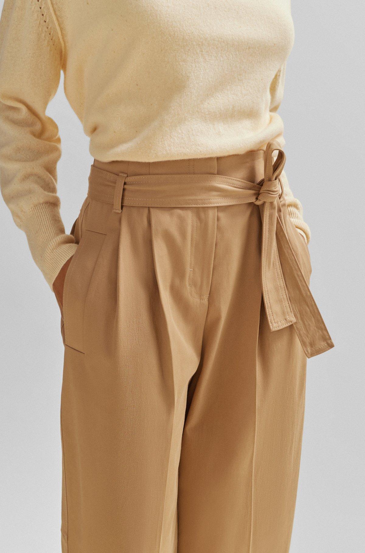 Tapered-fit wide-leg trousers with fabric belt Product Image