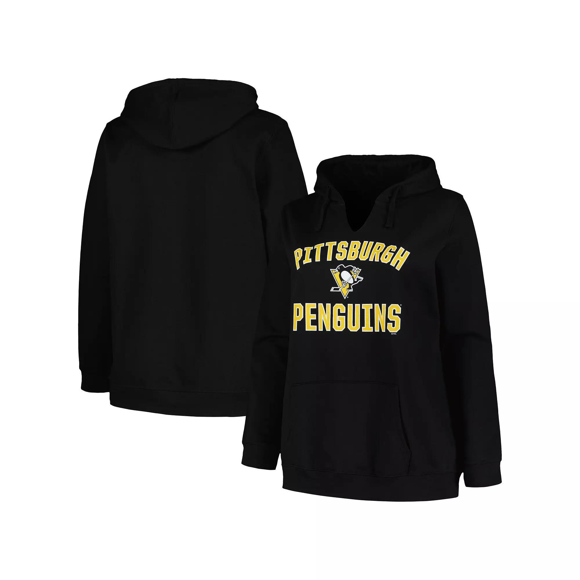Women's Profile Black Pittsburgh Penguins Plus Size Arch Over Logo Pullover Hoodie, Size: 3XL Product Image