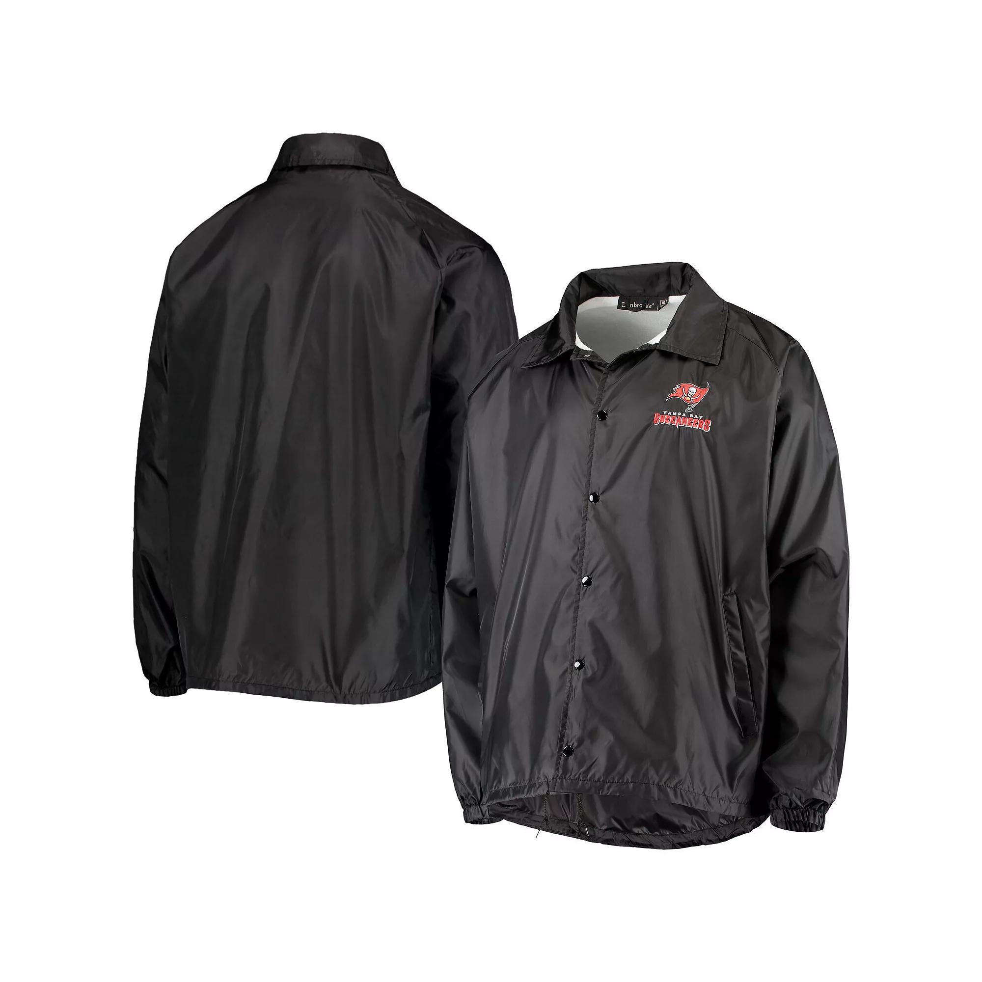 Men's Black Cleveland Browns Coaches Classic Raglan Full-Snap Windbreaker Jacket, Size: Medium Product Image