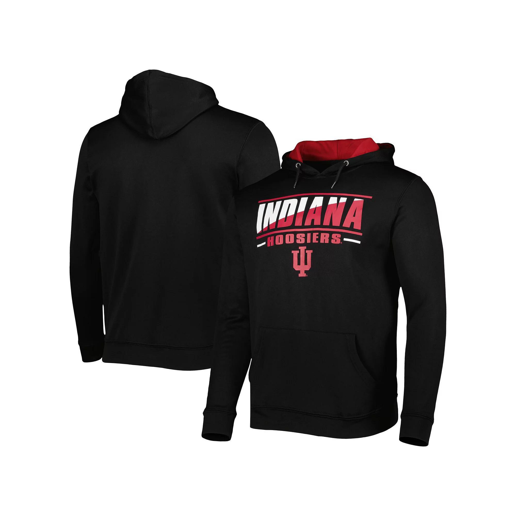 Men's Colosseum Black Indiana Hoosiers Slash Stack 2.0 Pullover Hoodie, Size: Medium Product Image